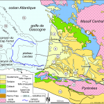 Carte géologique simplifiée de l’Aquitaine, des régions limitrophes et de la marge continentale